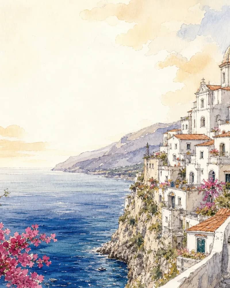 Śródziemnomorski Amalfi · ilustracja